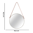 Espelho Adnet Off White Com Alça De Couro Marrom 66 5x40 5 Cm