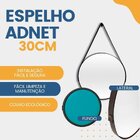 Espelho Adnet Redondo 30cm Com Alça E Suporte Para Sala Quart