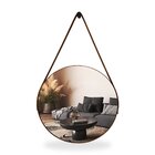 Espelho Adnet Redondo 30cm Com Alça E Suporte Para Sala Quart