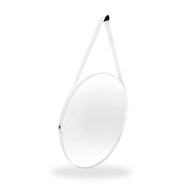 Espelho Adnet Redondo 50cm Com Alça E Suporte Para Sala Hall