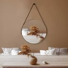 Espelho Adnet Redondo 50cm Com Alça E Suporte Para Sala Hall