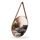 Espelho Adnet Redondo 60cm Com Alça E Suporte Para Escritório