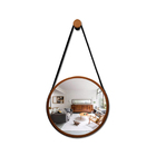 Espelho Adnet Redondo Cobre Com Alça Preta 40cm