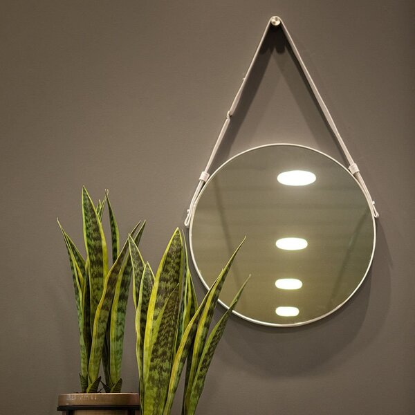 Espelho Adnet Redondo Com Alça Branca - 50cm