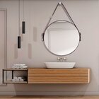 Espelho Adnet Redondo Com Alça Marrom - 35cm