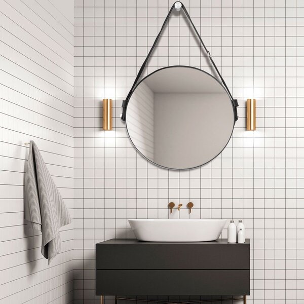 Espelho Adnet Redondo Com Alça Preto - 50cm