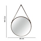 Espelho Adnet Redondo Preto Com Alça De Couro 57 5x36 Cm M02