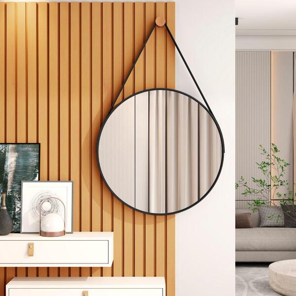 Espelho Alvorada 80 Cm Com Alça Preto