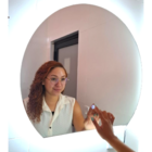 Espelho Banheiro Led frio 90 x 83  Cm Redondo Bivolt  Botão t