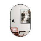 Espelho Brillare Decorativo Oval 80x50 Com Borda Em Couro + S