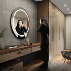 Espelho Camarim Redondo D100 Cm Retro Iluminado Acionamento T