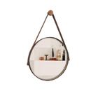 Espelho Casa Decoração 40cm Adnet Couro Cor Marrom