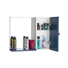 Espelho Com Armário Para Banheiro Cor Branco E Azul