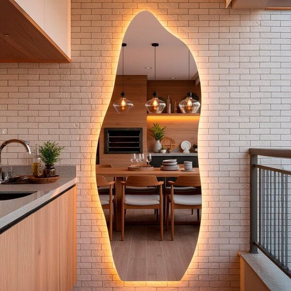 Espelho Com Led Frio Flame 170x70cm Decorativo De Parede Para Sala ...