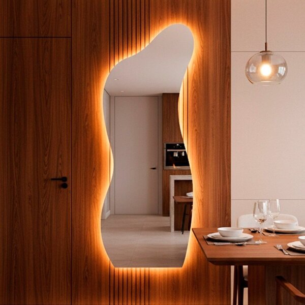 Espelho Com Led Quente Curves 170x70cm Decorativo De Parede P