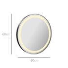 Espelho com LED Redondo Bivolt com Moldura de Couro Caramelo 60cm VB937 VB Cristais