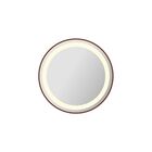 Espelho com LED Redondo Bivolt com Moldura de Couro Caramelo 60cm VB937 VB Cristais