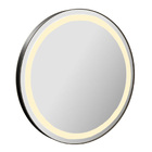 Espelho com LED Redondo Bivolt com Moldura de Couro Preto 60cm VB937 VB Cristais