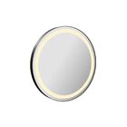 Espelho com LED Redondo Bivolt com Moldura de Couro Preto 60cm VB937 VB Cristais