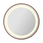 Espelho com LED Redondo Bivolt com Moldura de Couro Caramelo 80cm VB937 VB Cristais