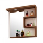 Espelho Com Led Veneza 3 Prateleiras Nogal/branco - Móveis Bo