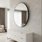 Espelho Corino 100cm X 100cm Redondo Cairo Preto