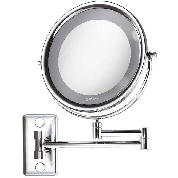 Espelho de Aumento Plástico Redondo Parede 5x Mobile Lux Cromado Ring Light Gardie