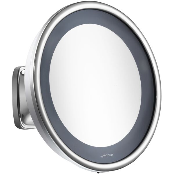 Espelho de Aumento Plástico Redondo Parede 5x Visage Lux Cromado Ring Light Gardie