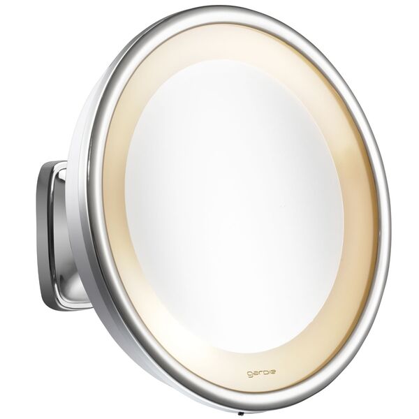 Espelho de Aumento Plástico Redondo Parede 5x Visage Lux Cromado Ring Light Gardie