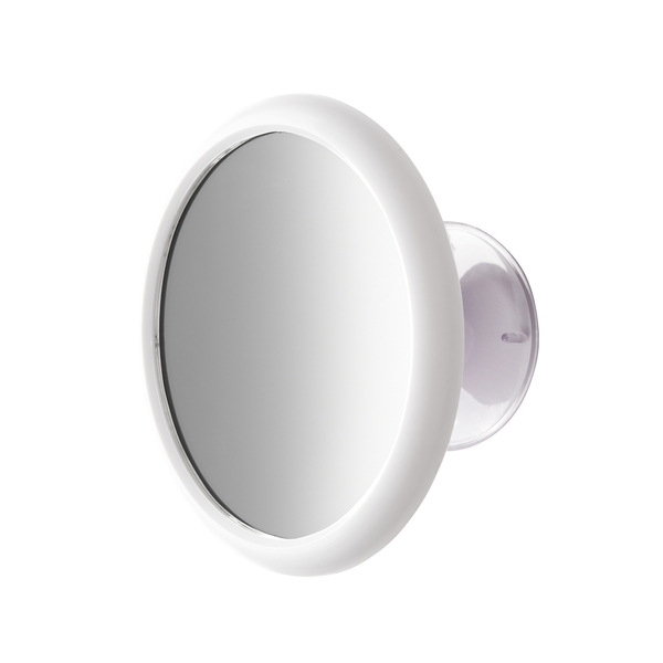 Espelho de Aumento Redondo com Moldura e Ventosa 14cm Branco Gardie