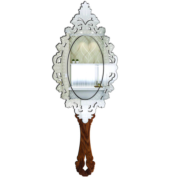 Espelho De Mao Provençal  28x11 Lins Pegui Prata