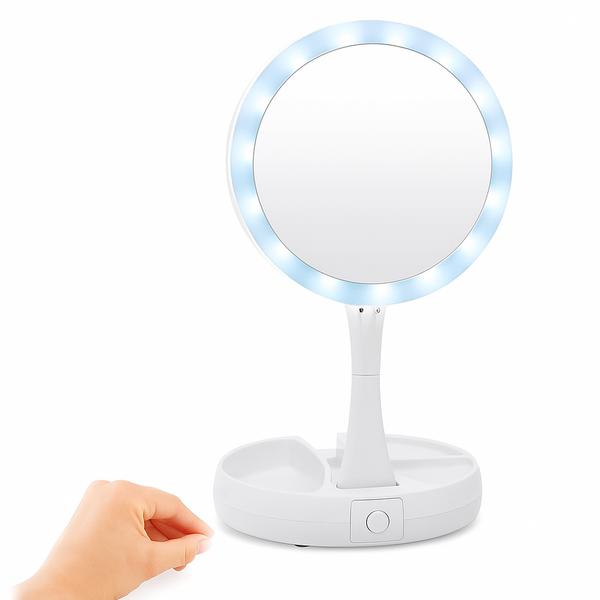 Espelho De Mesa Maquiagem C/ Luz Led Rotação 360° Camarim