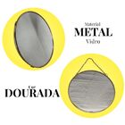 Espelho De Parede Em Metal Dourado 24cm