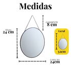 Espelho De Parede Em Metal Preto 24cm Com Corrente