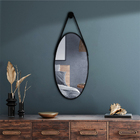 Espelho De Parede Escandinavo Oval Com Alça 35cm + Suporte Pr