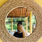 Espelho de Taboa Redondo Rústico Decorativo Boho Chic 50cm Pa