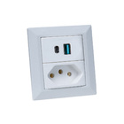 Espelho De Tomada Duplo Chanfrado 1 Tom 20a 2 Usb 9.0a Branco