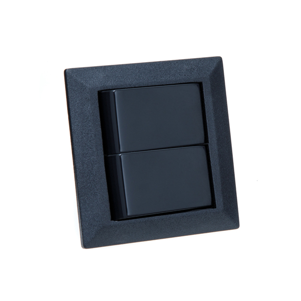 Espelho De Tomada Duplo Chanfrado Com 2 Interruptores Preto