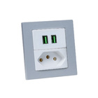 Espelho De Tomada Duplo Reto 1 Tom 20a 2 Usb 4.9a Cinza