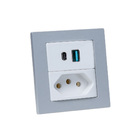 Espelho De Tomada Duplo Reto 1 Tom 20a 2 Usb 9.0a 1 Tipoc Cz