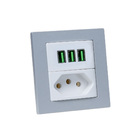 Espelho De Tomada Duplo Reto 1 Tomada 20a 3 Usb 5.2a Cinza