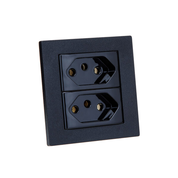 Espelho De Tomada Duplo Reto Com 2 Tomadas 10a Preto