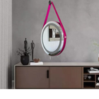 Espelho Decorativo 60 Cm Diâmetro Com Led Rosa Pink