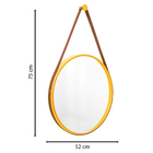 Espelho Decorativo Adnet Amarelo Alça Corino Caramelo 50 Cm R
