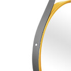 Espelho Decorativo Adnet Amarelo Alça Corino Preta 50 Cm Redo