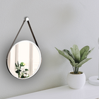 Espelho Decorativo Adnet Branco Alça Corino Preta 20 Cm Redon