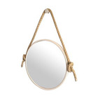 Espelho Decorativo Adnet Branco com Alça de Sisal Natural 60x40cm