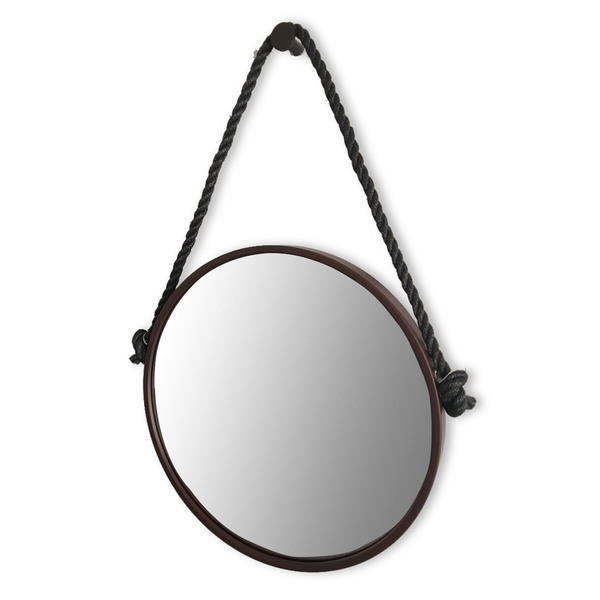 Espelho Decorativo Adnet Corten com Alça de Sisal Black 60x40cm