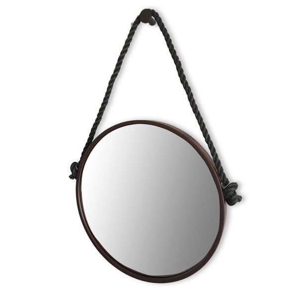 Espelho Decorativo Adnet Corten com Alça de Sisal Black 70x50cm