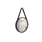 Espelho Decorativo Adnet Marrom Alça Corino Café 20cm Redondo